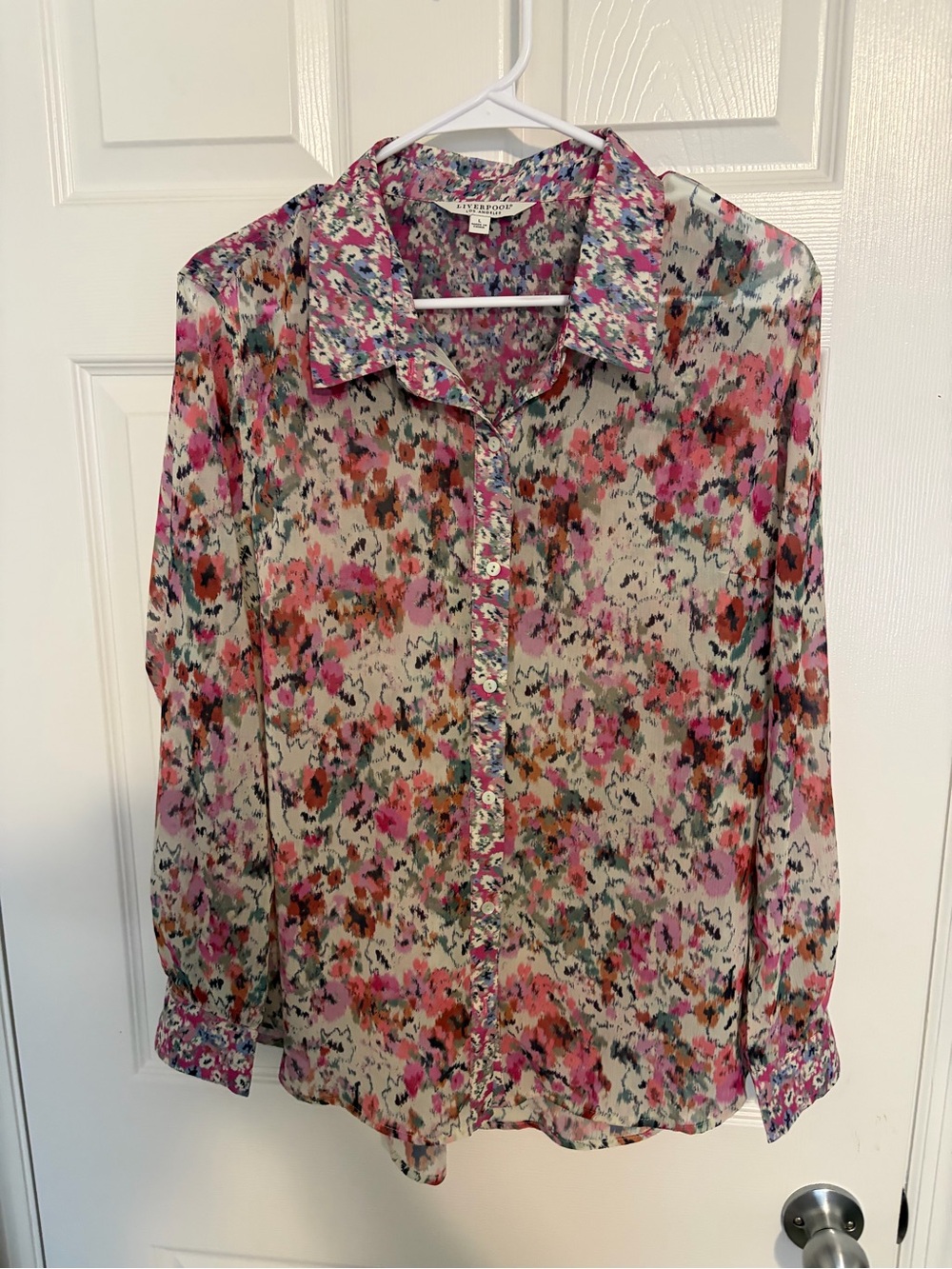 Liverpool Multicolor Floral Button-Up Blouse
